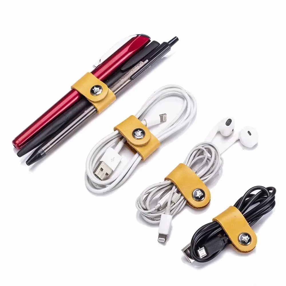 4er Set Leder Kabel Organizer Wickler Clips