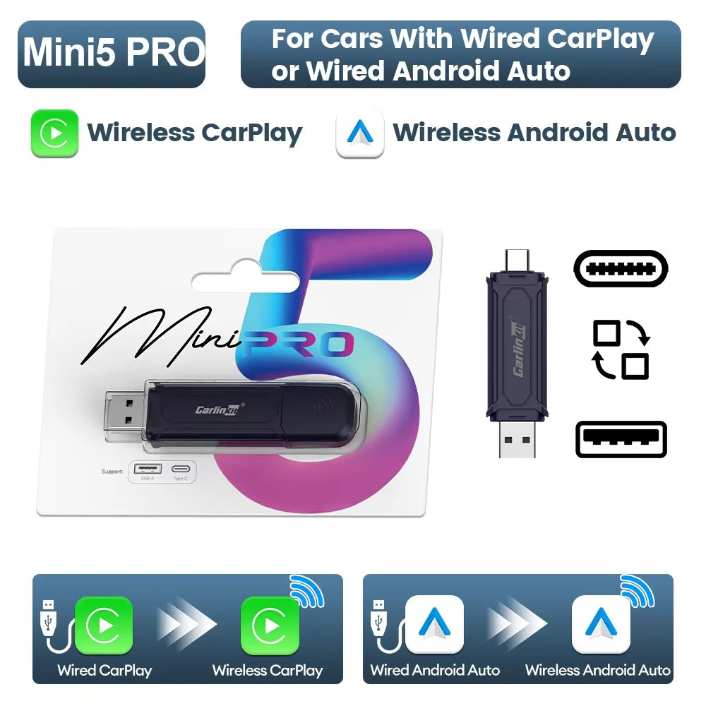 MINI 5 Pro/Ultra CarlinKit Wireless CarPlay Adapter