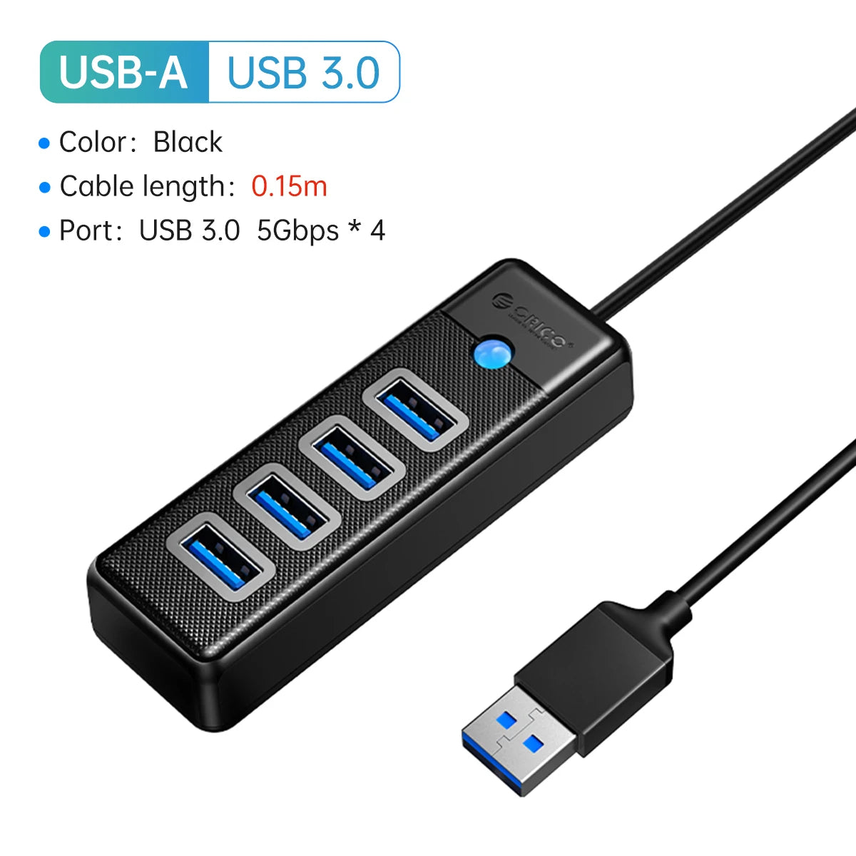 USB 3.0 HUB 4-Port Type-C Splitter