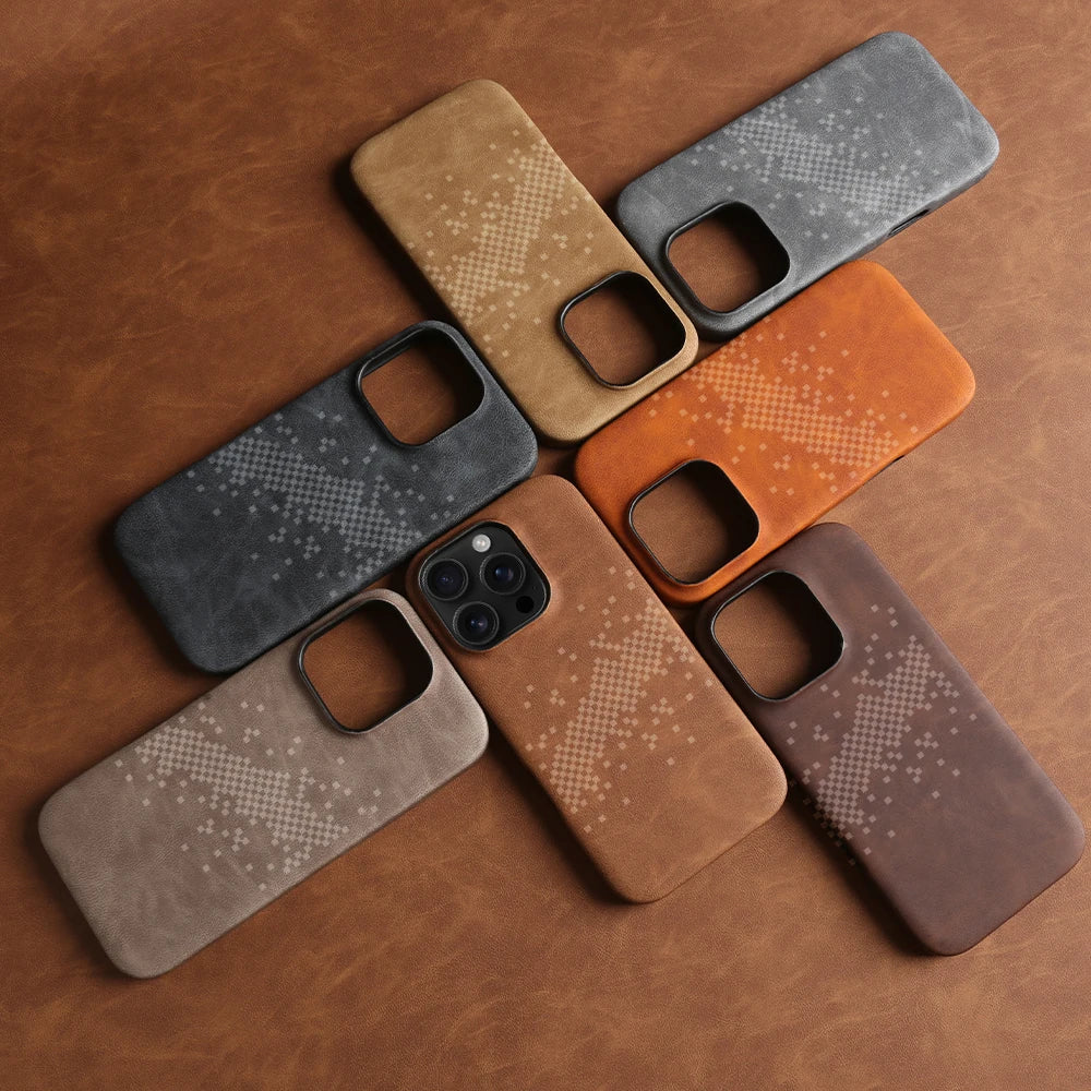 Luxus Lederhülle iPhone 17–15 Pro Max Stoßfest