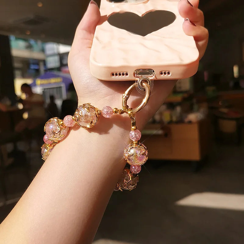 Kurzes Handgelenk Lanyard Sternen Himmel Perle Damen