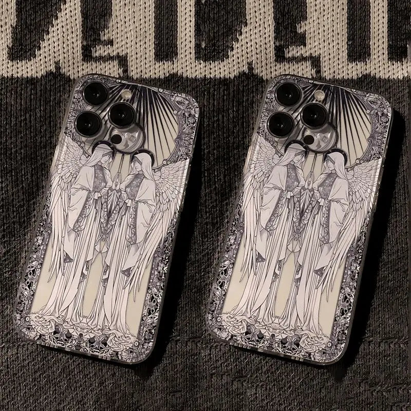 Retro Engel Rüstung Hülle iPhone 16–7 SE