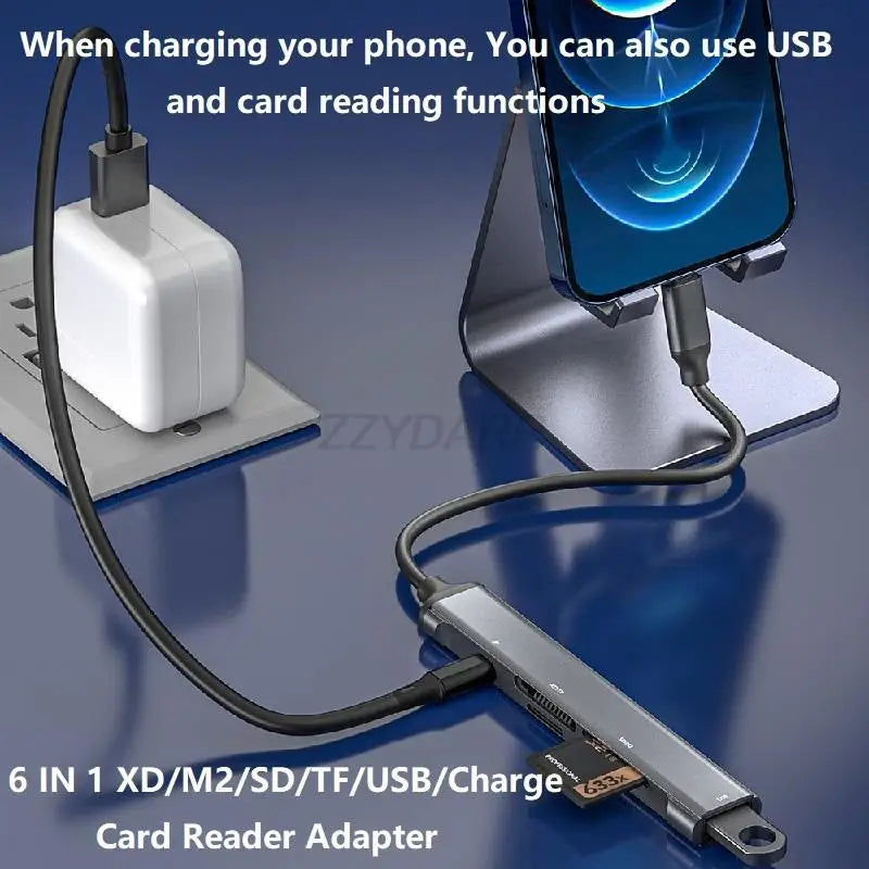 6-in-1 Lightning Kartenleser Adapter SD TF Typ C