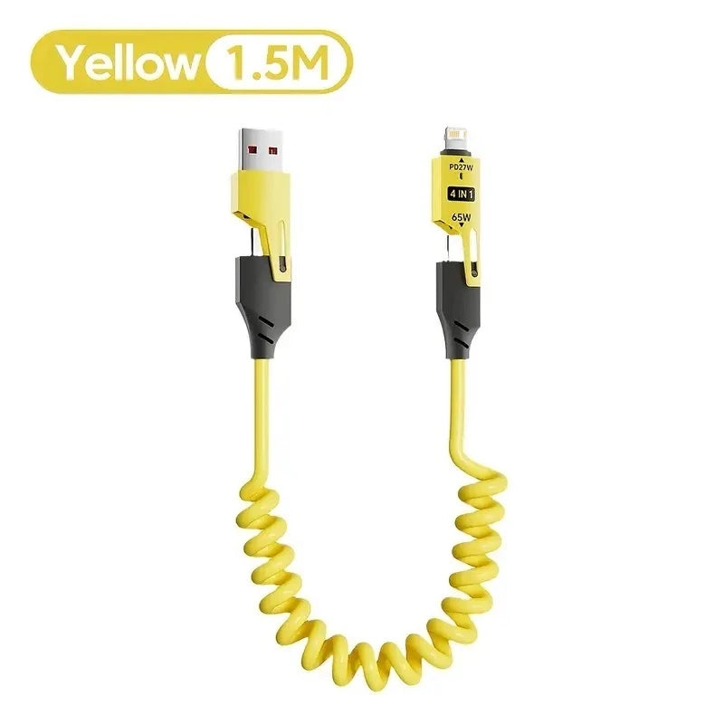 4-in-1 65W USB Schnellladekabel Feder