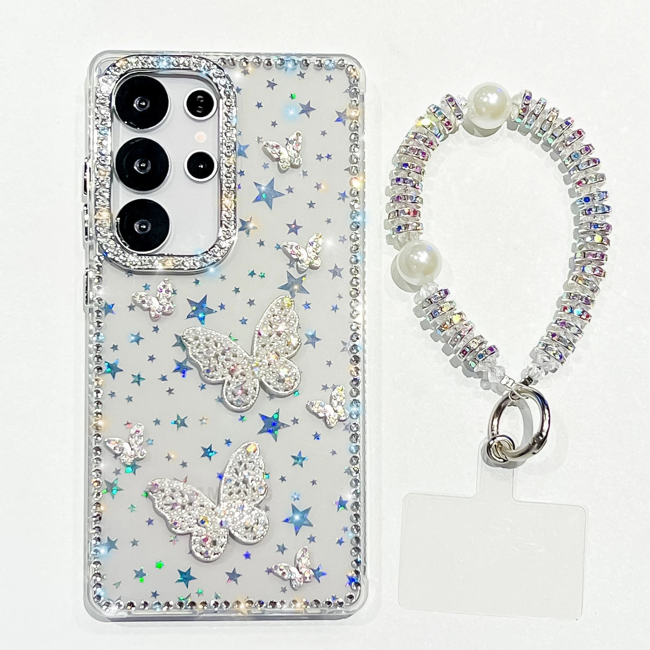 Luxus Stern Glitzer Schmetterling Hülle für Samsung S25