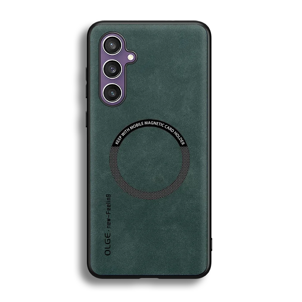 Magnetic leather case for Galaxy S25–Note 10 Plus