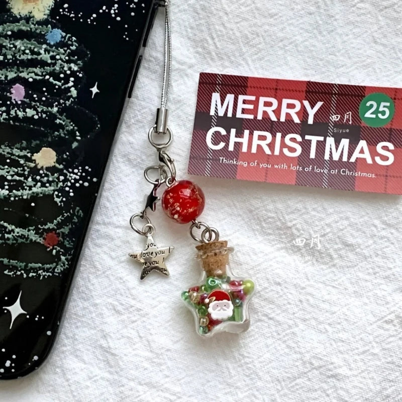 Weihnachtsstern Handy-Anhänger mit Wunschflasche
