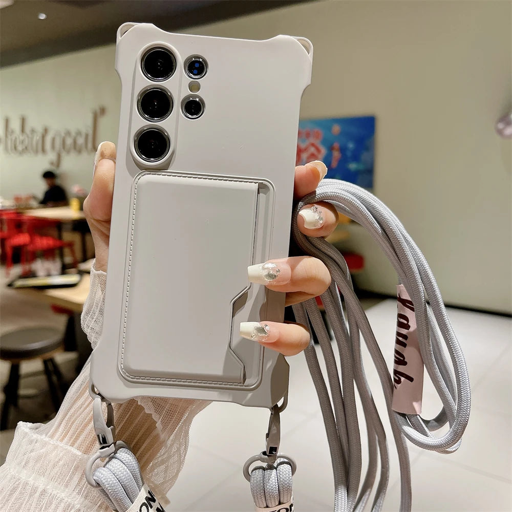 Luxus Crossbody Kartenhülle für Samsung Galaxy S25–S22