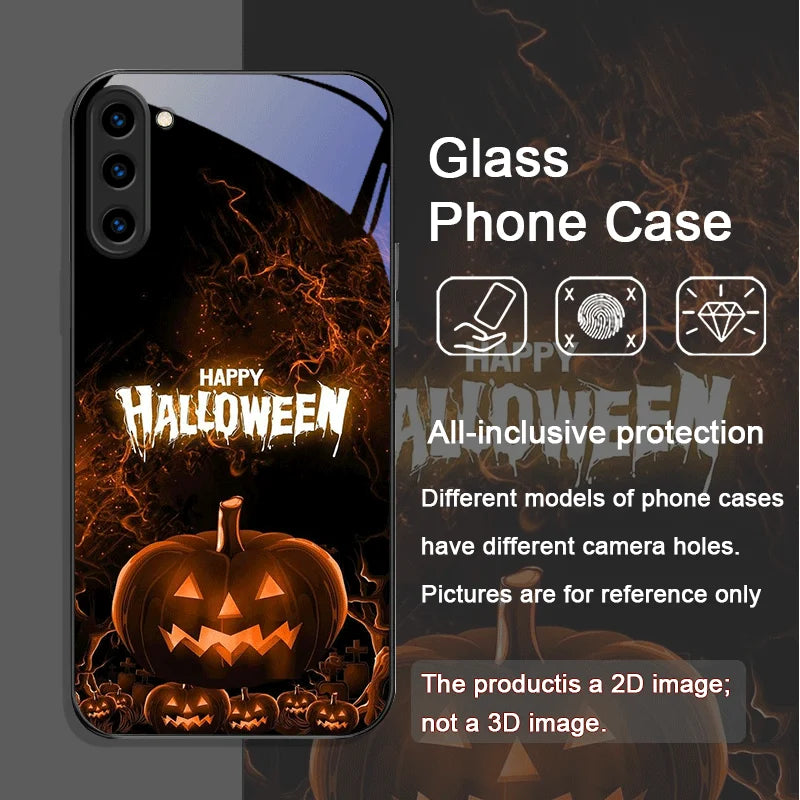 Halloween Kürbis Glas Hülle für Galaxy S25–S23