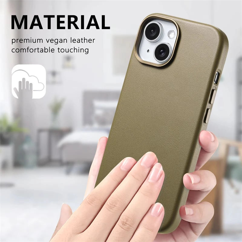 MagSafe leather case with magnet for iPhone 17 series