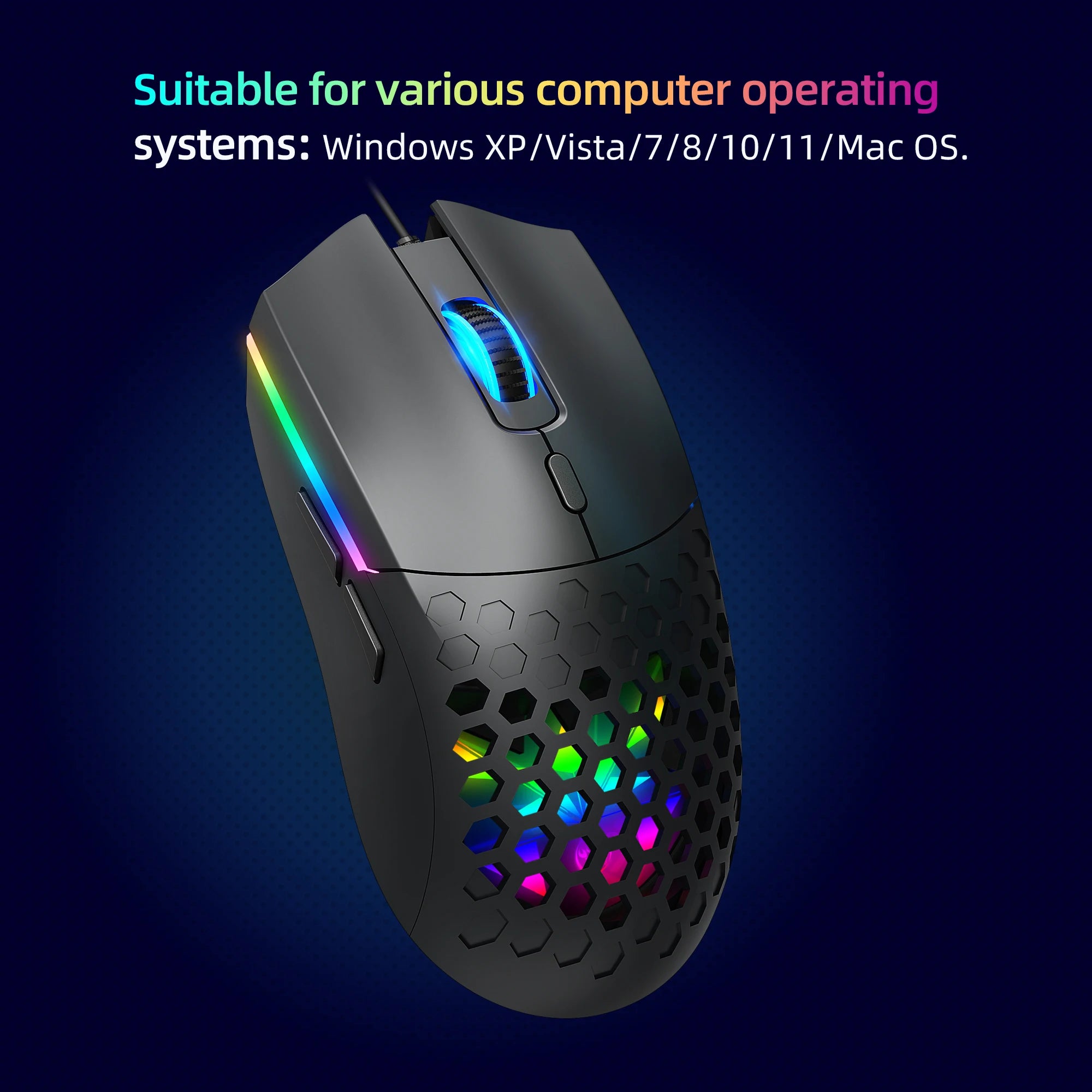 Leichte Gaming-Maus mit Wabenstruktur und 6400 DPI