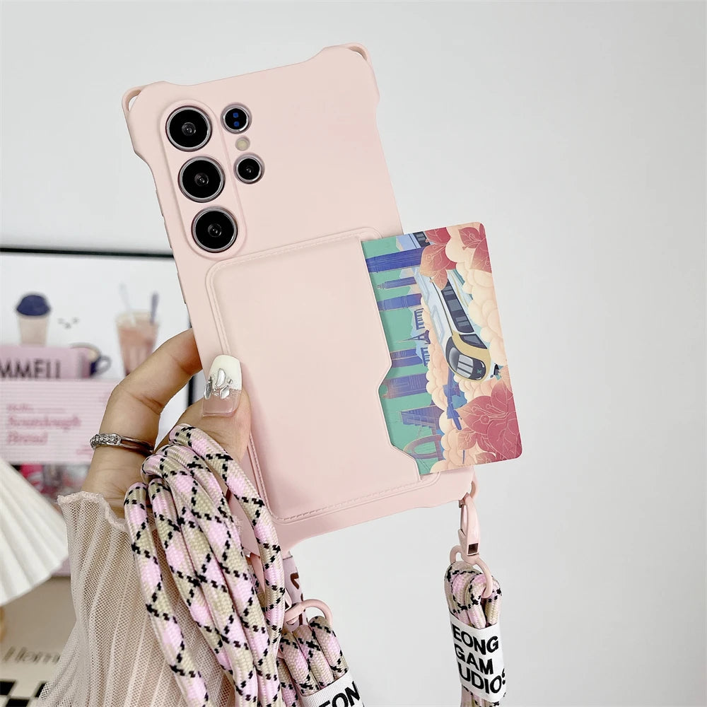 Luxus Crossbody Kartenhülle für Samsung Galaxy S25–S22