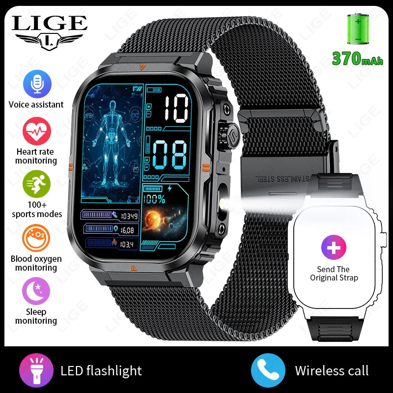 LIGE Outdoor Smartwatch mit LED & BT-Anruf 2024