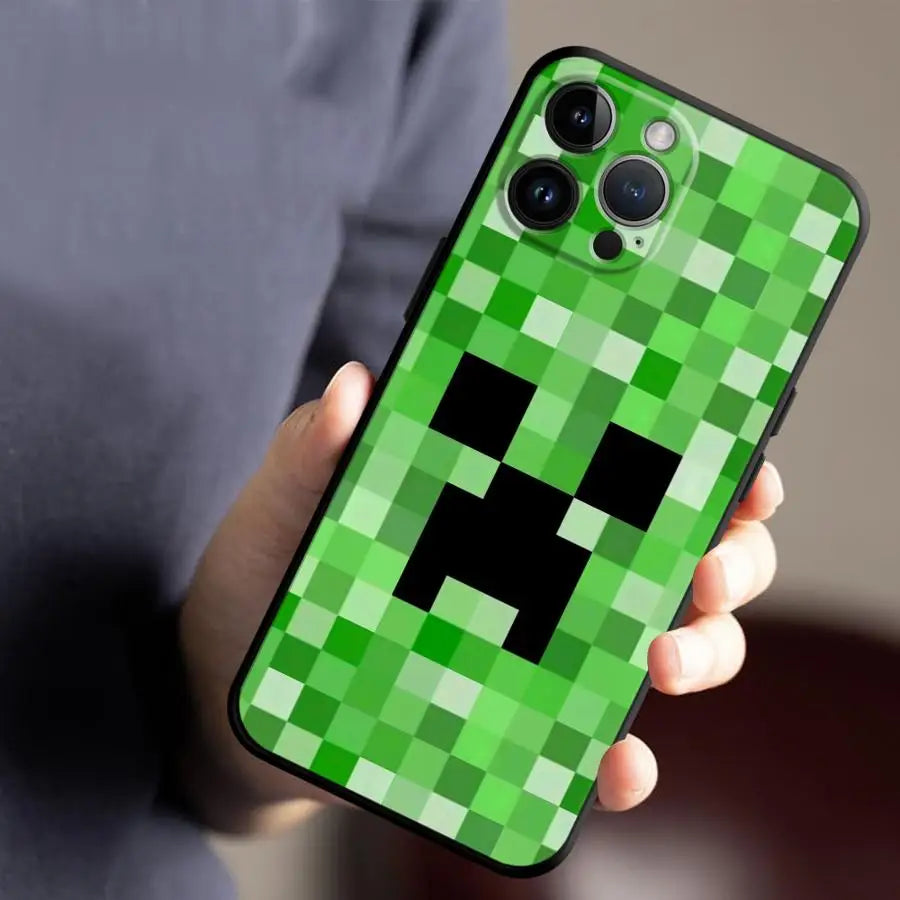 Grüne Pixel-Monster-Hülle für iPhone