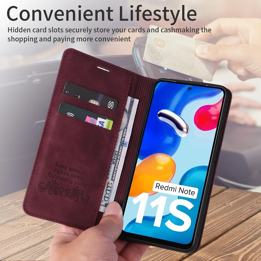 Flip Leder Wallet Hülle für Xiaomi Modelle