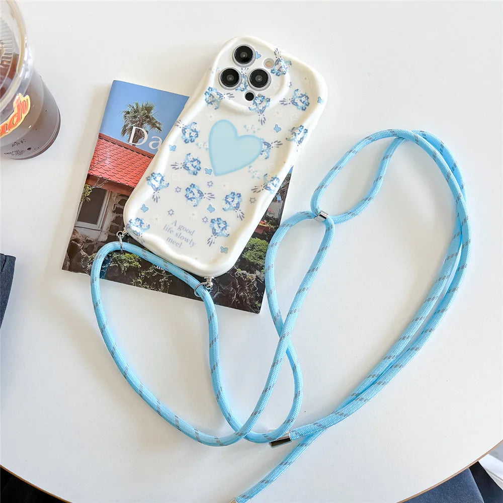 Blumen Crossbody Handyhülle mit Band für Samsung