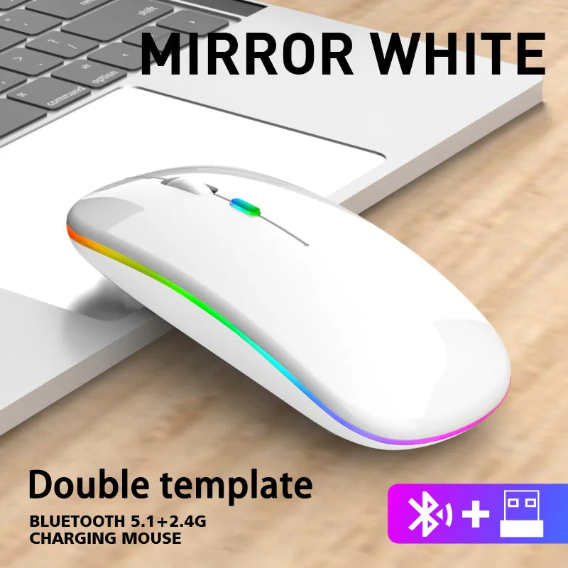 Kabellose Dual-Modus Maus, Bluetooth, RGB, Ergonomisch