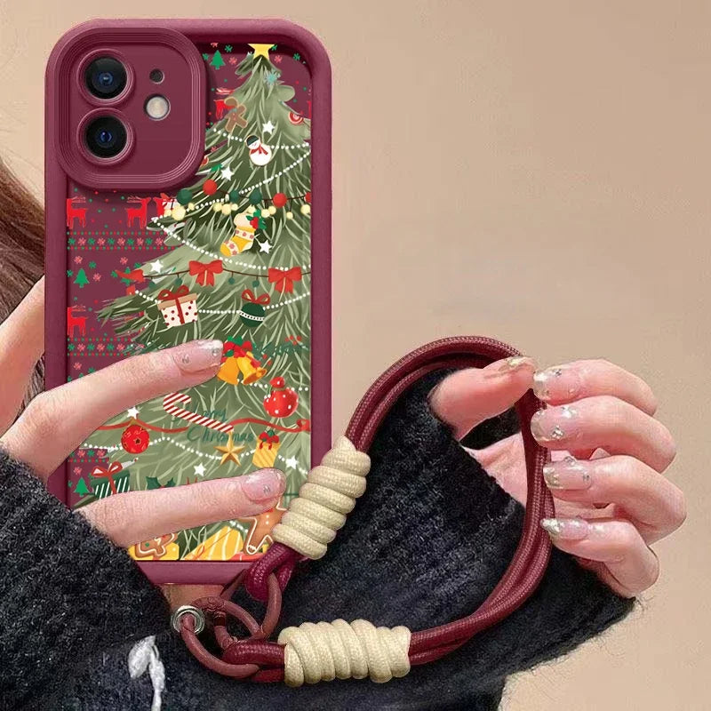 Süße Weihnachts-Handyhülle mit roter Kette für Pixel