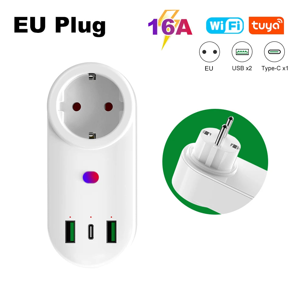 Smart WLAN Steckdose EU/UK/US USB Type-C 16A