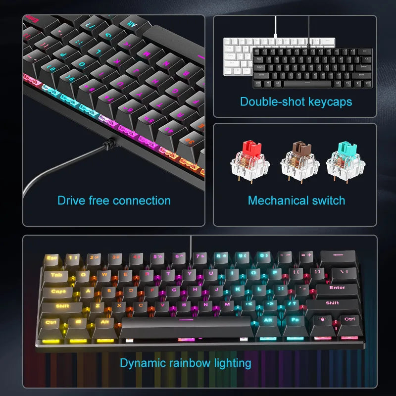 RGB Mechanische 60% Gaming Tastatur Weiß