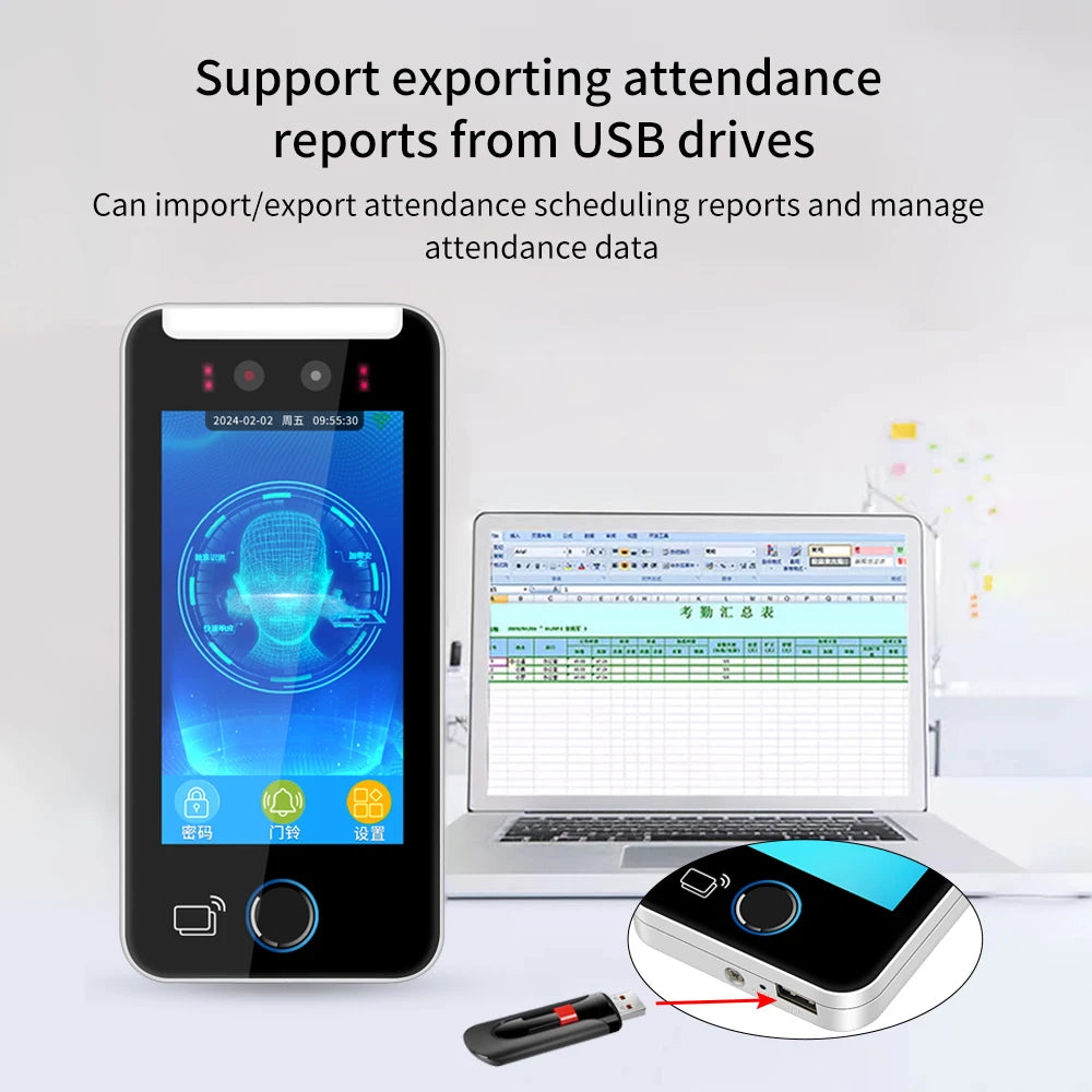 5" AI Gesichtserkennung & Fingerabdruck Terminal WLAN
