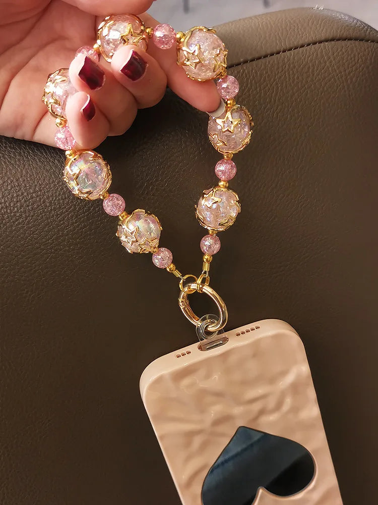 Kurzes Handgelenk Lanyard Sternen Himmel Perle Damen