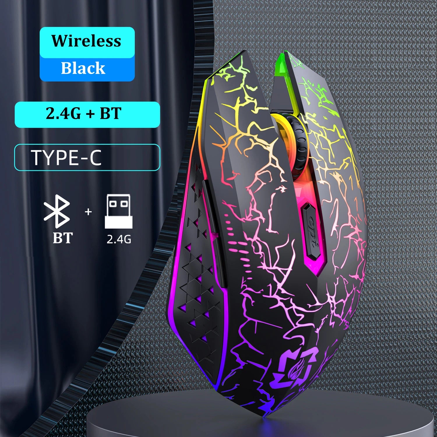 Bluetooth 5.2 Dual-Modus Gaming-Maus mit RGB
