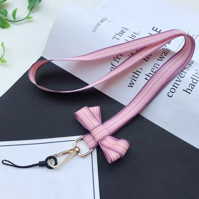 Koreanischer Chic Handy-Lanyard mit gestreiftem Bogen