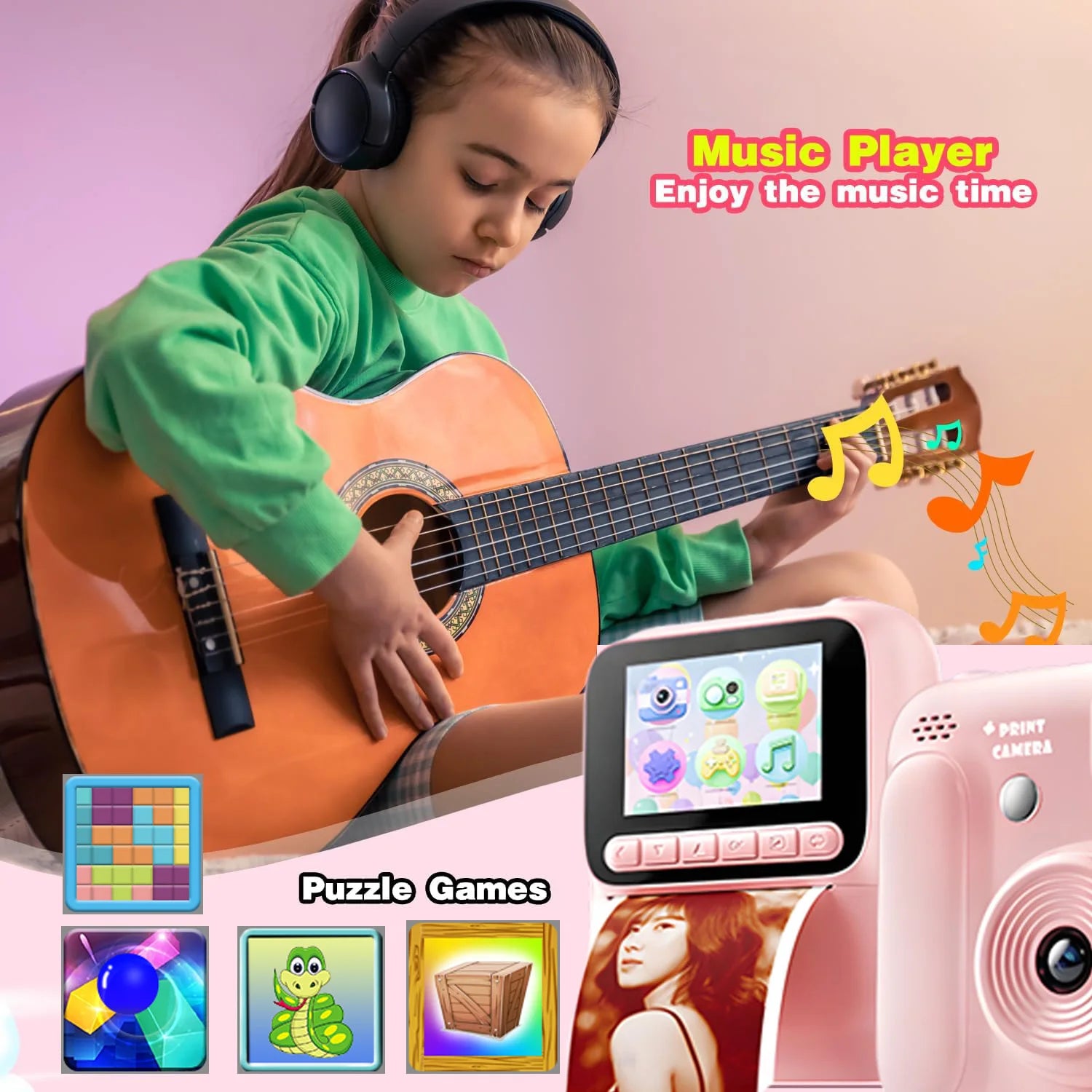 Kinder Sofortbildkamera mit Farbdruck & 32GB Speicher