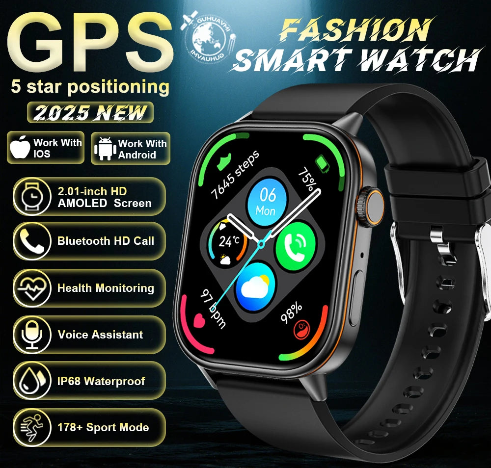 Robuste 2025 Militär GPS Smartwatch mit Taschenlampe & Bluetooth-Anruf für Android & iOS