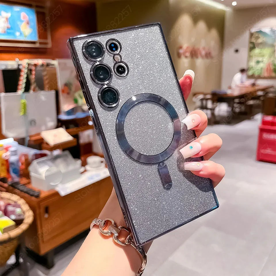Glitzer Luxus Magnethülle für Samsung Galaxy S25