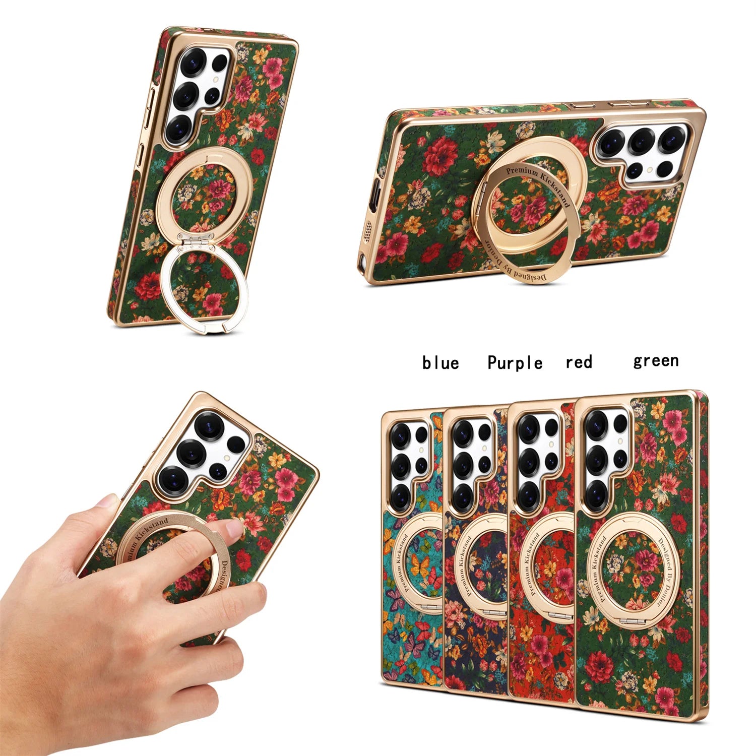 Luxus Blumen Magsafe Hülle mit Ring für Samsung S25