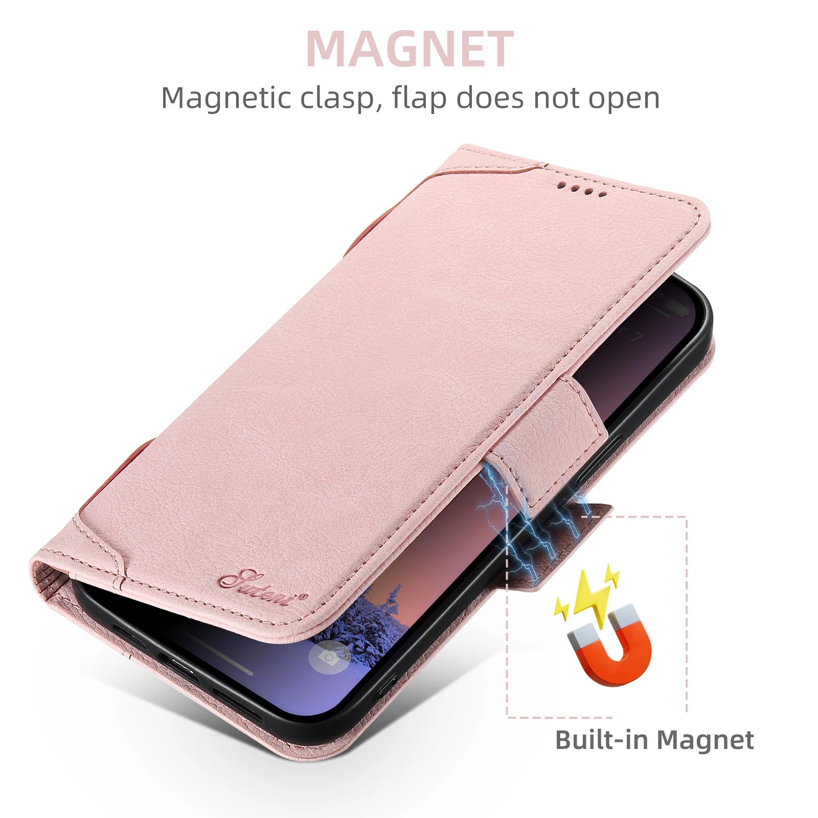 Magnetische Leder Wallet Hülle iPhone 16 Pro Max
