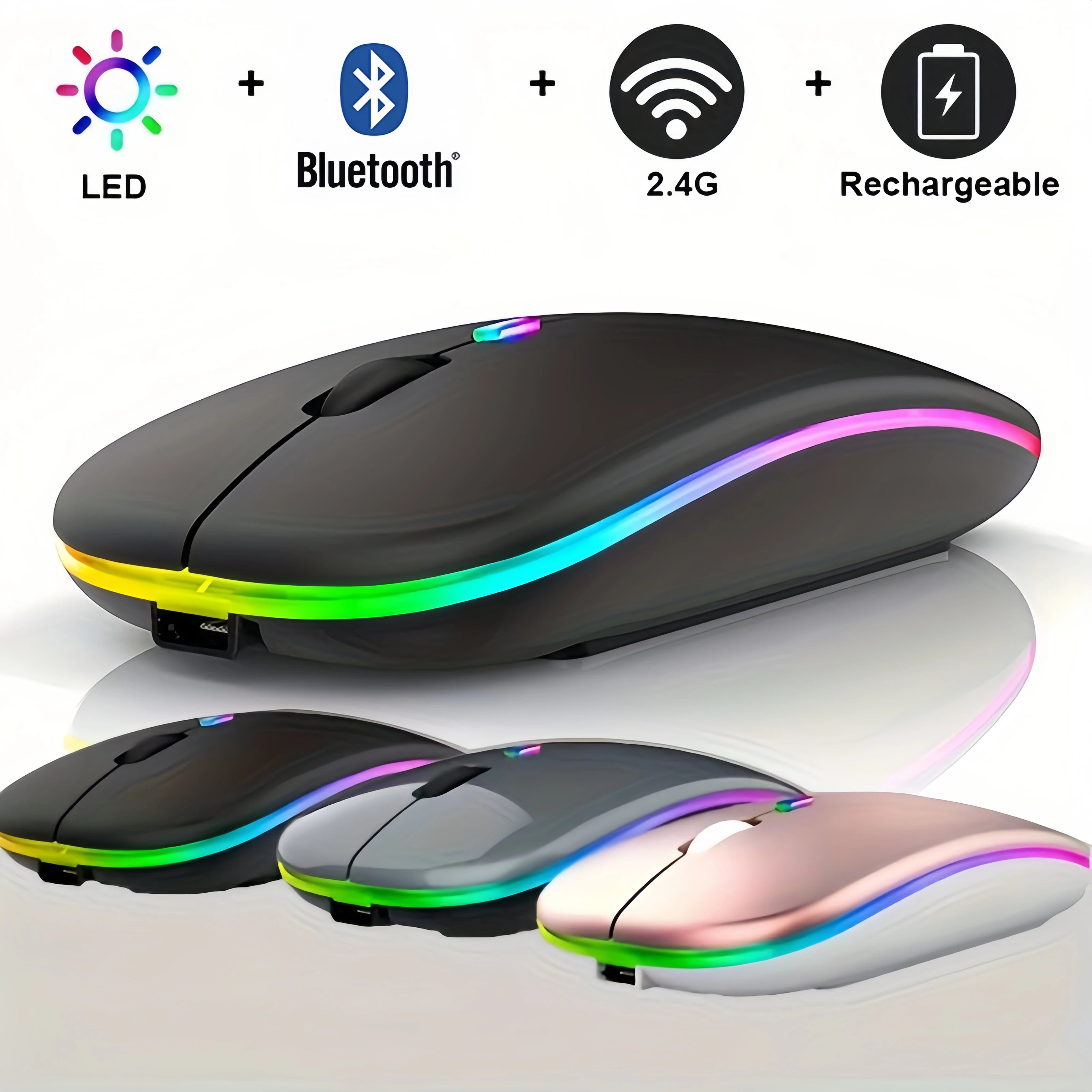 Kabellose Dual-Modus Maus, Bluetooth, RGB, Ergonomisch