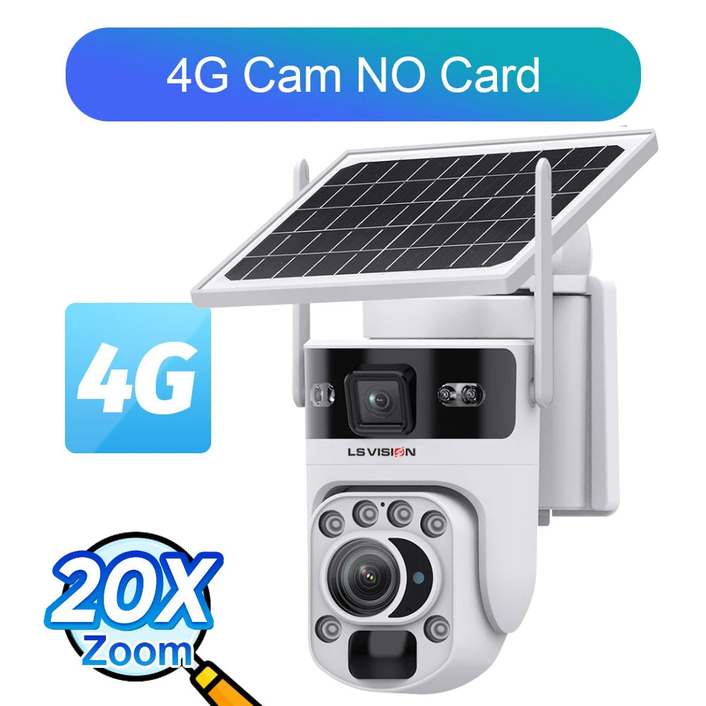 6K 4G Solar Security Camera with 20X Zoom & Tracking
