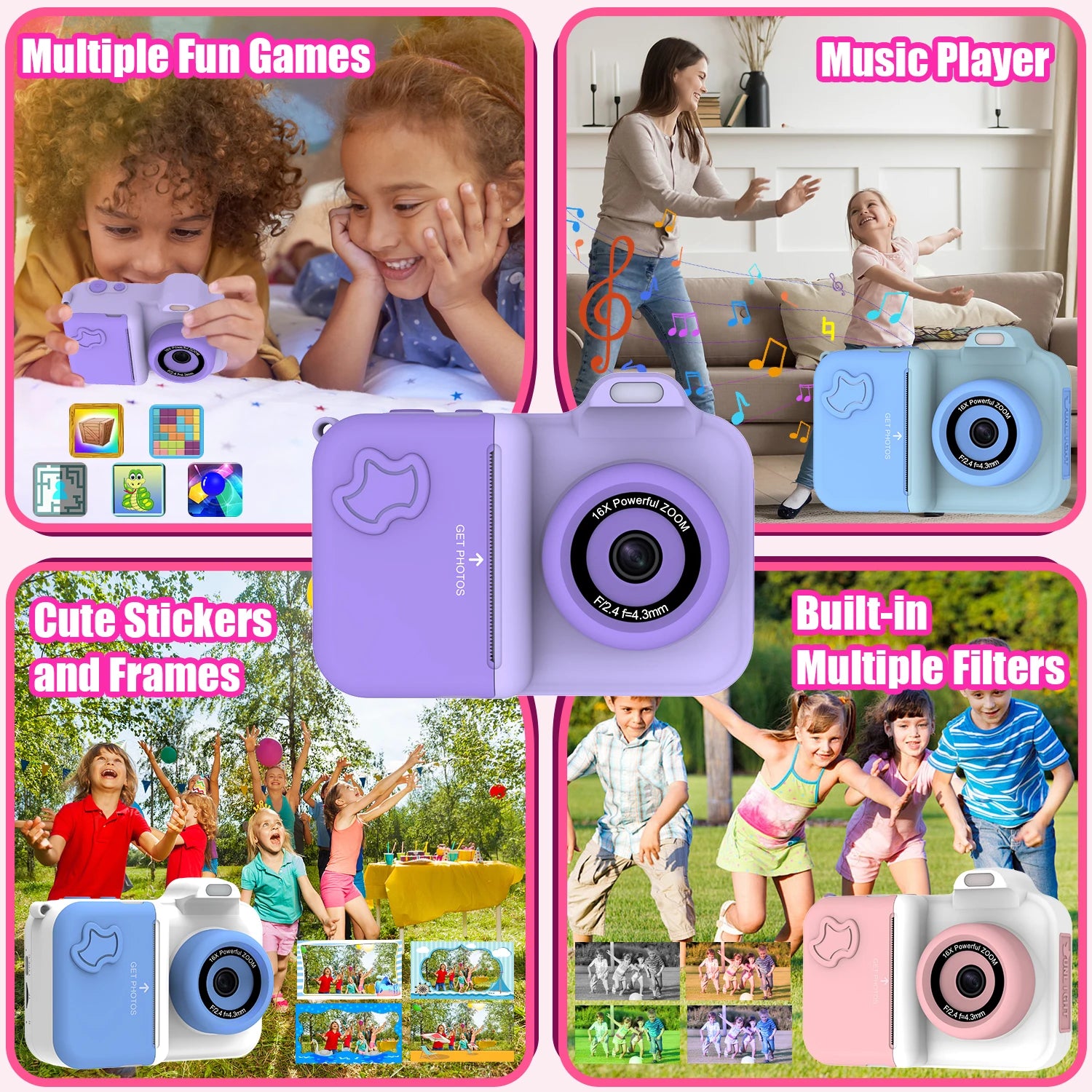 Sofortdruckkamera Kinder Mini HD Video Fotodruck Spielzeug