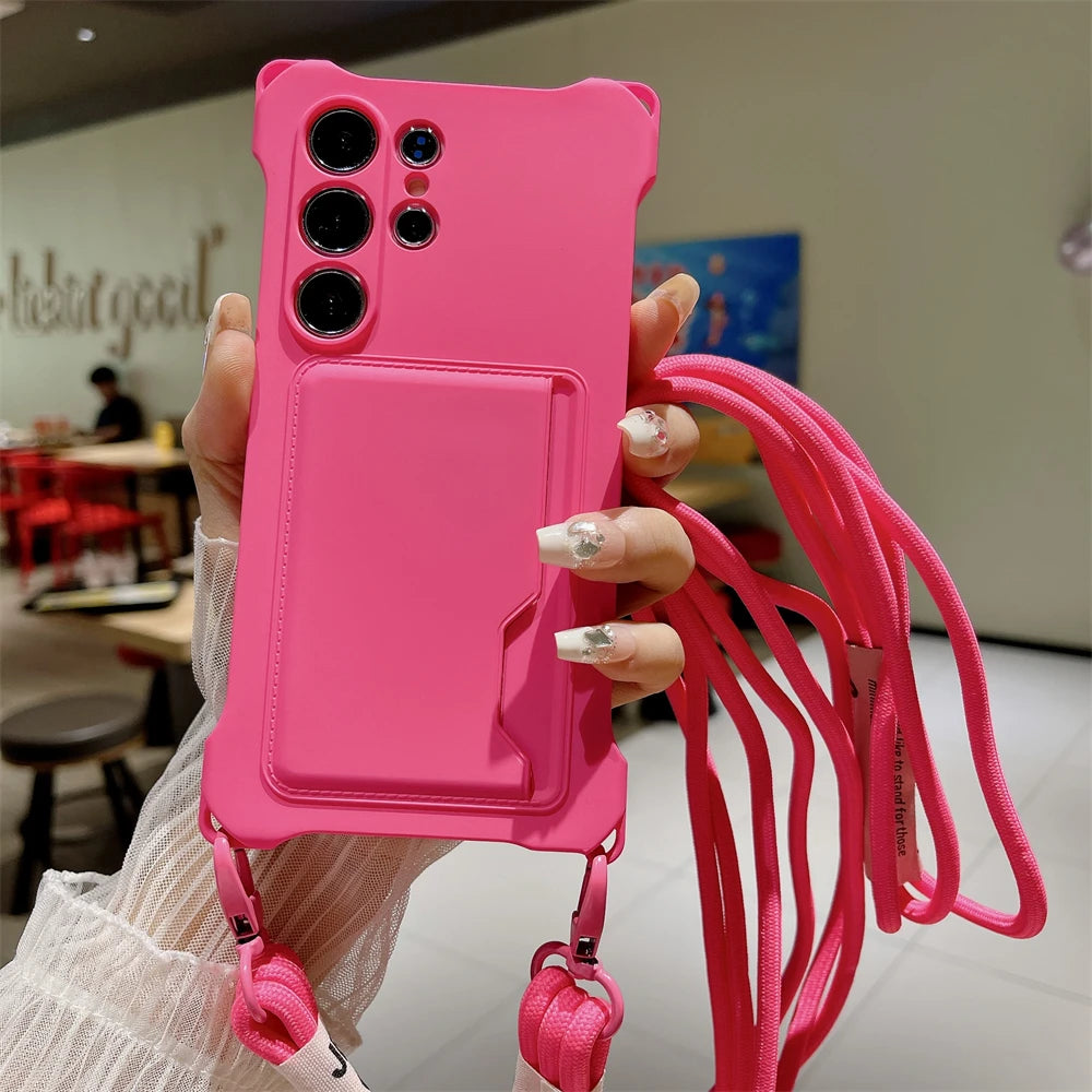 Luxus Crossbody Kartenhülle für Samsung Galaxy S25–S22