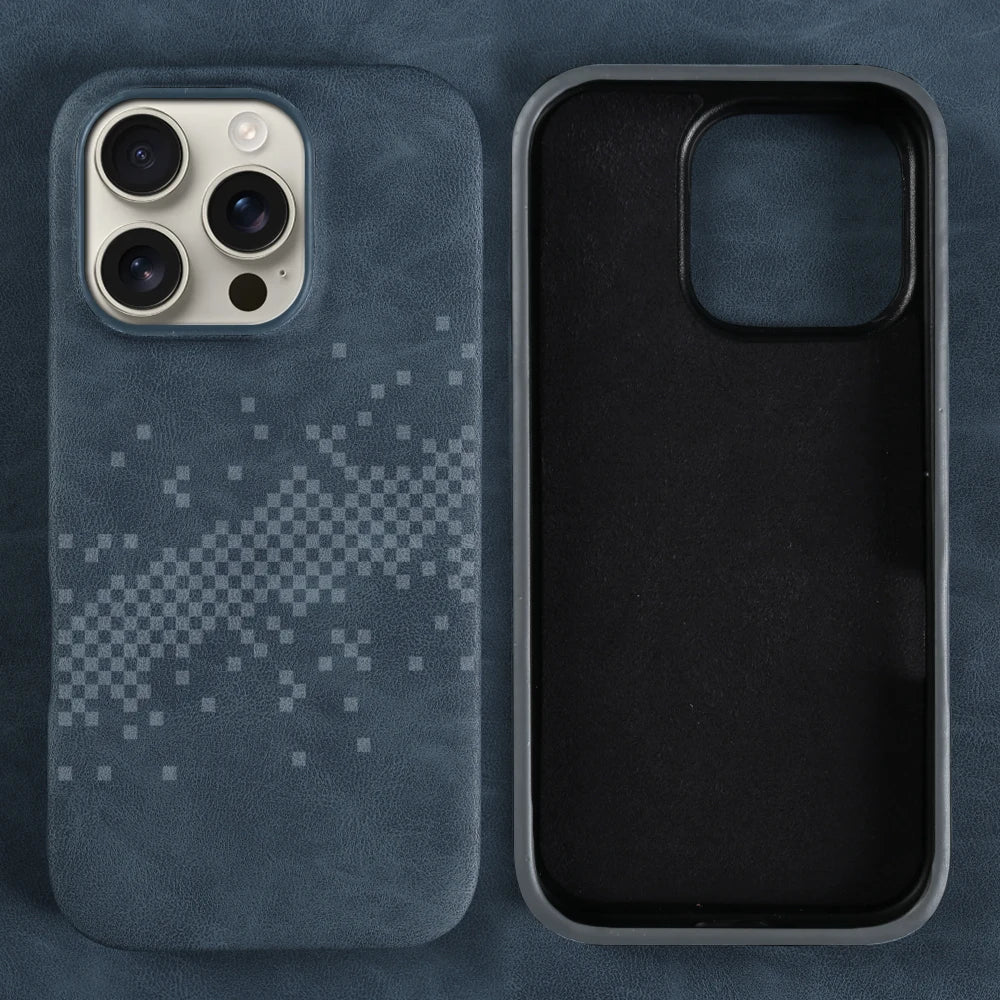 Luxus Lederhülle iPhone 17–15 Pro Max Stoßfest