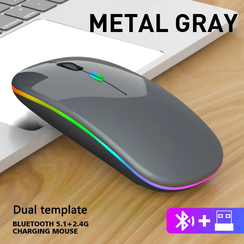 Kabellose Dual-Modus Maus, Bluetooth, RGB, Ergonomisch