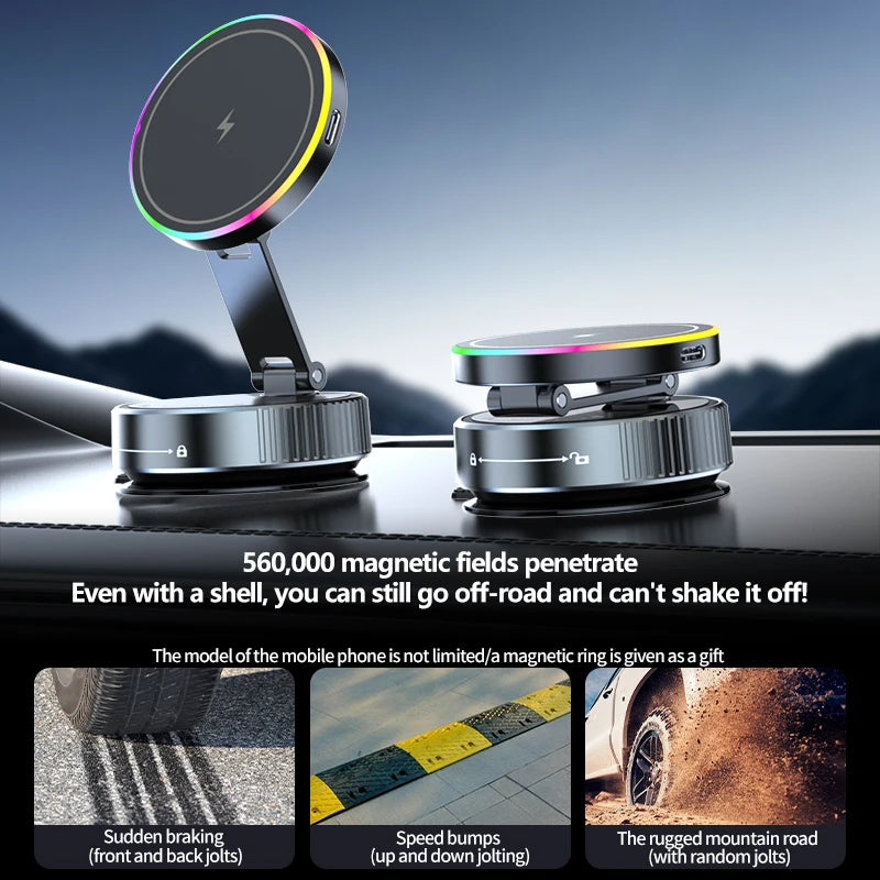 K3 Kabelloser Autoladehalter 360° drehbar buntes Licht