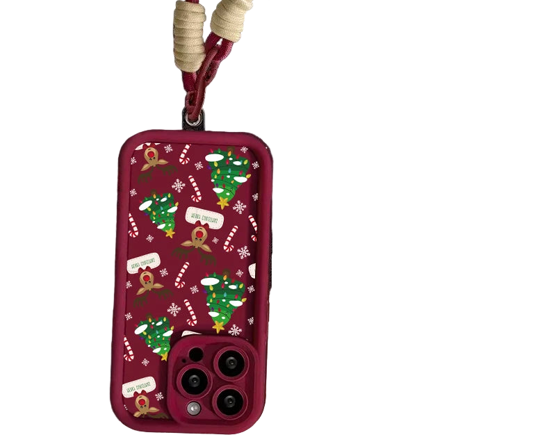 Cute Christmas phone case with red chain for Pixel