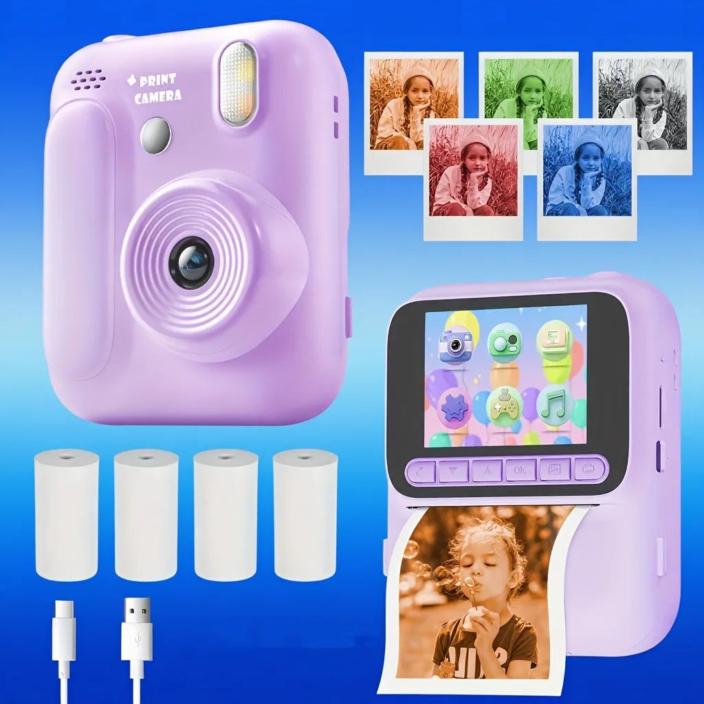 Kinder Sofortbildkamera mit Farbdruck & 32GB Speicher