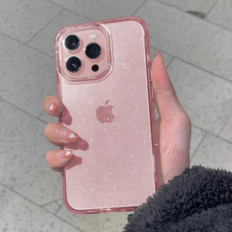 Pink Glitzer Hülle Transparent für iPhone 17