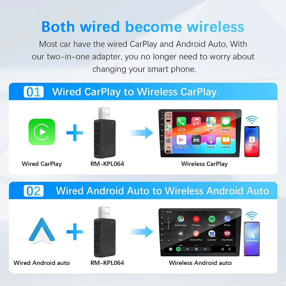 Neuer 2in1 Wireless Carplay Android Auto Adapter