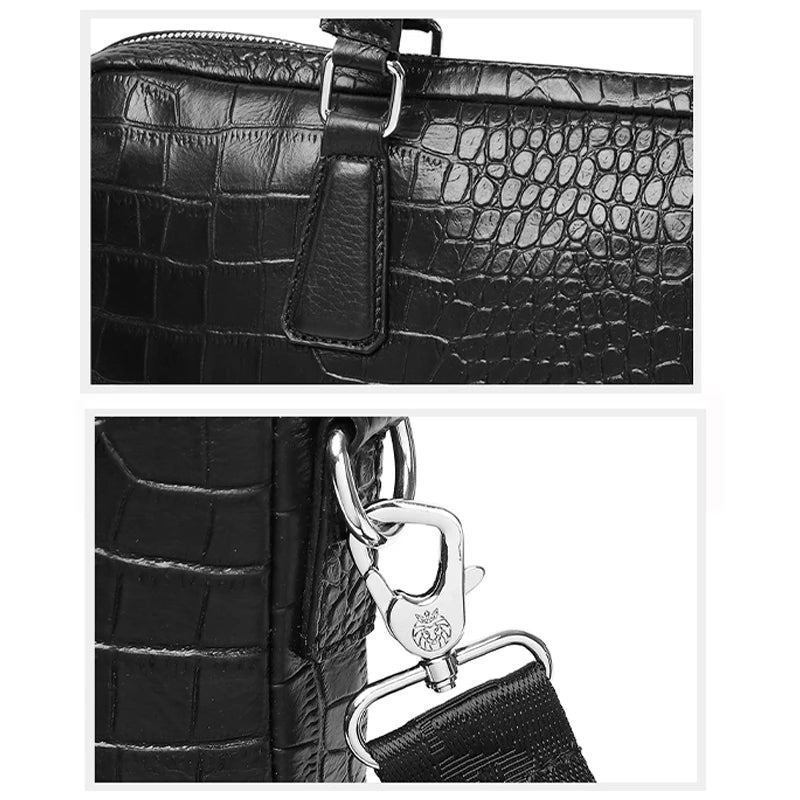 Mallette pour ordinateur portable en cuir véritable SCHLATUM