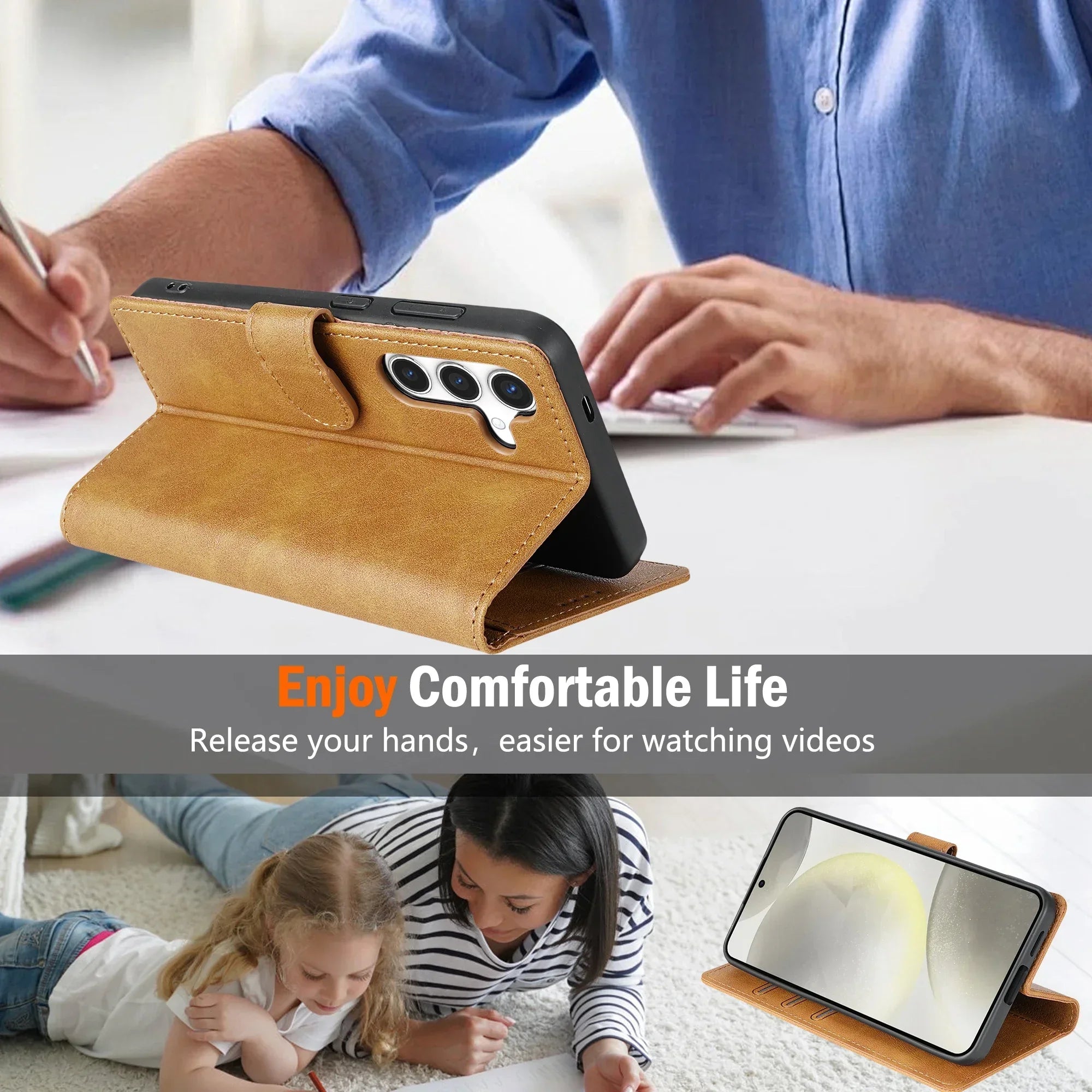 Leder Flip Hülle für Samsung Galaxy