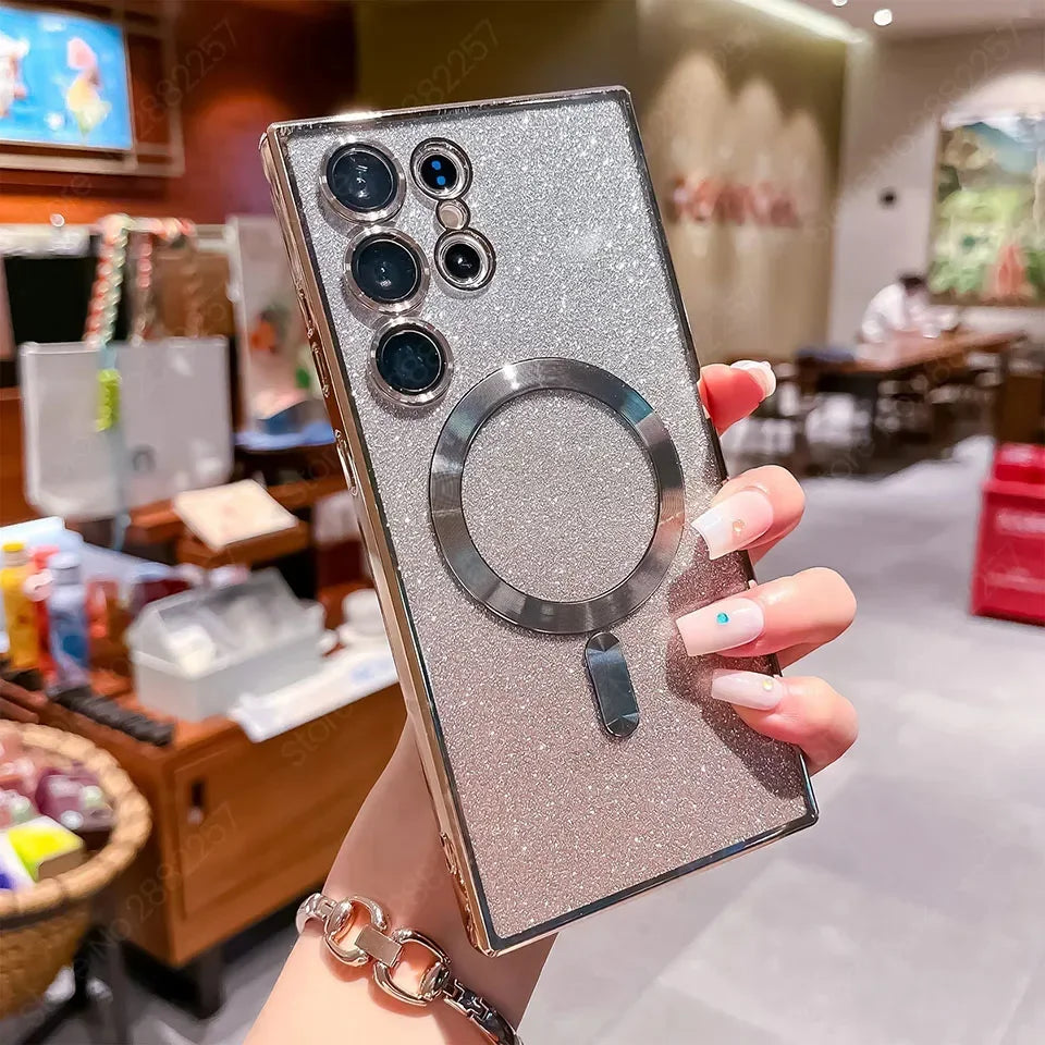 Glitzer Luxus Magnethülle für Samsung Galaxy S25