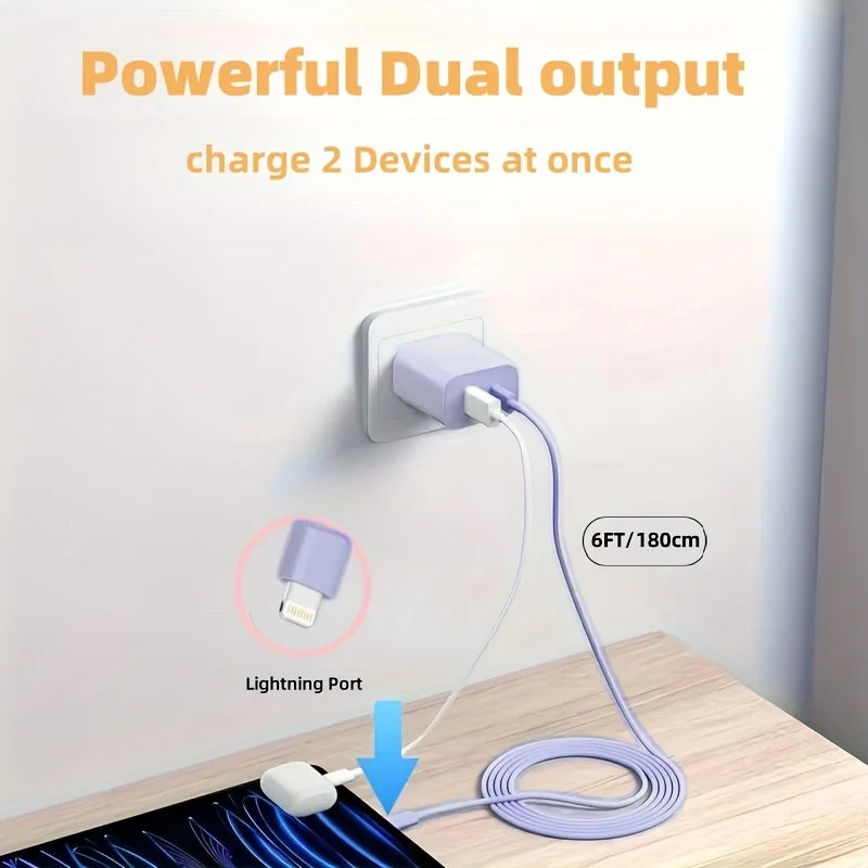 3er-Pack 20W Dual-Port Ladegerät mit Kabel