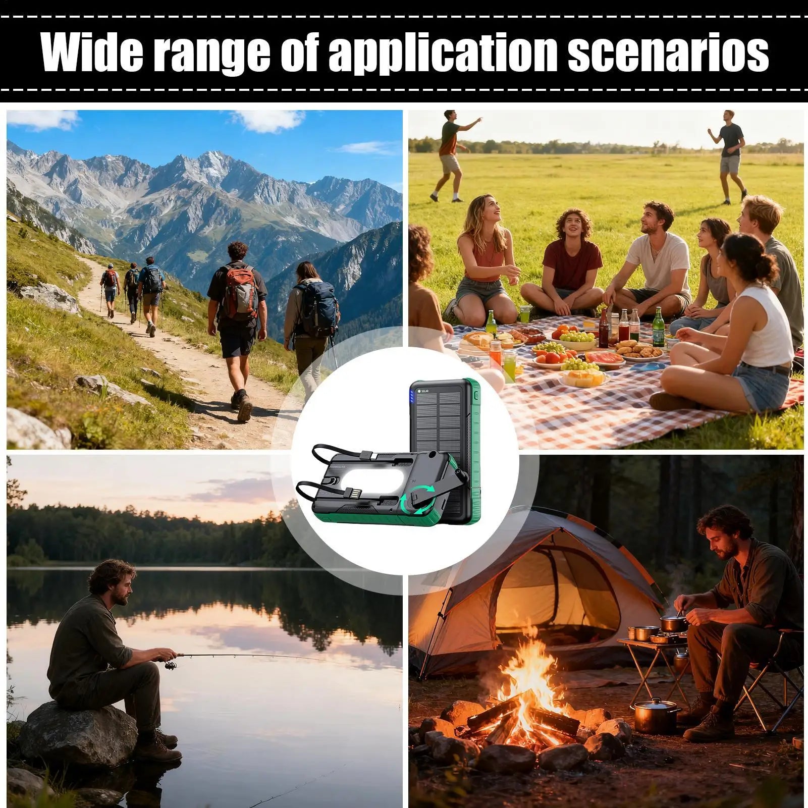 Solare Powerbank Mit Taschenlampe & Handkurbel