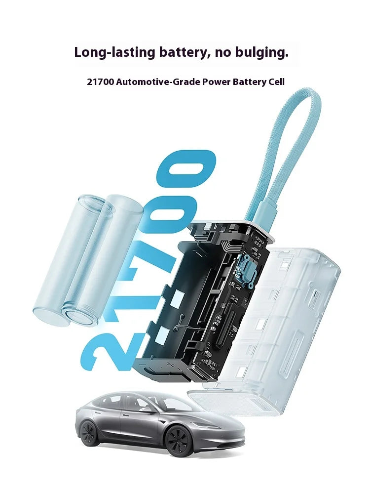 Kompakte Powerbank 10000mAh mit integriertem Kabel